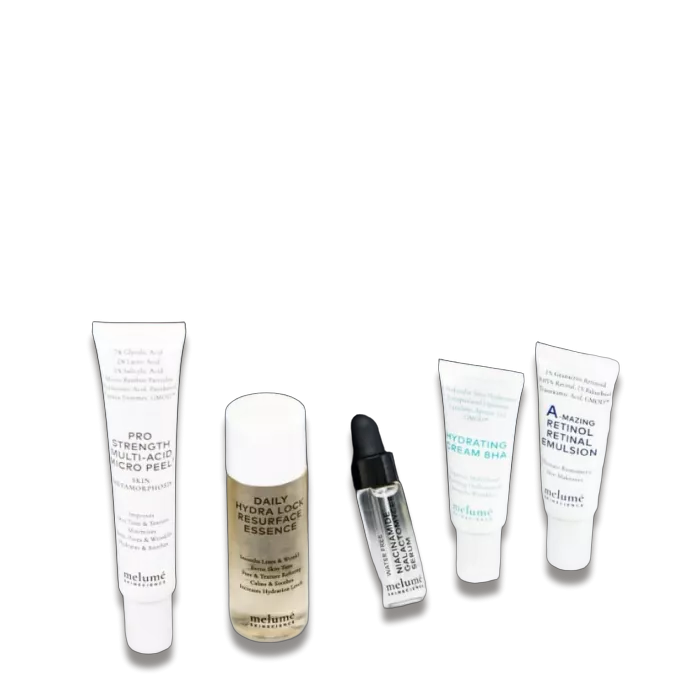 Стартовий набір з п'ятьма мініатюрами та косметичкою - Melume Skinsetional Starter Kit
